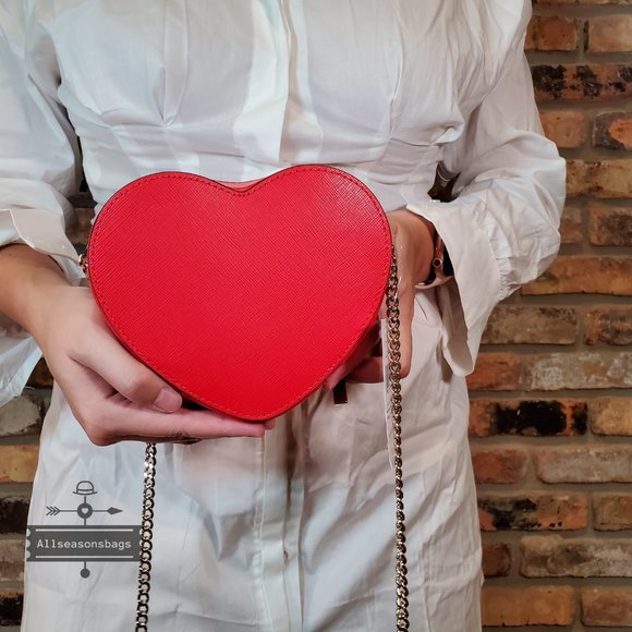 Kate Spade New York Cherry Pepper Red Love Shack Mini HEART Chain Crossbody Bag - Picture 8 of 8